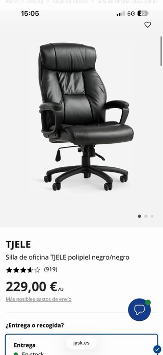 Silla de oficina acolchada negra