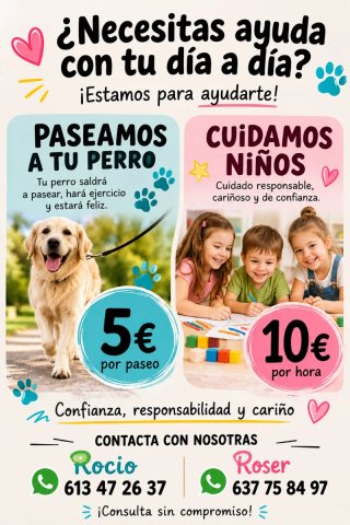 cuidado de niños y perros
