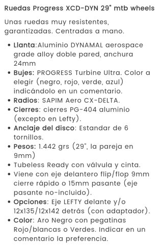 Ruedas Progress Dyn 29
