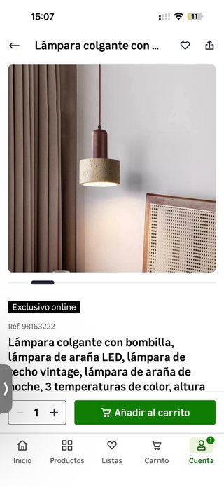 3 Lámparas de techo de piedra y madera