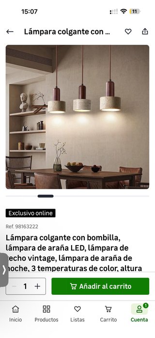 3 Lámparas de techo de piedra y madera