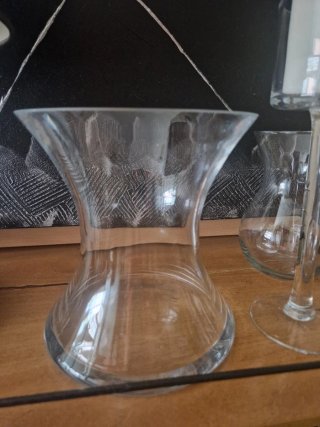2 jarrones cristal y velador vela cristal