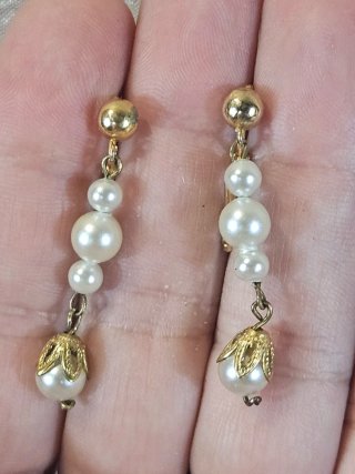 Pendientes vintage perlas y dorado