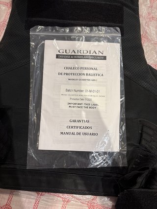 Chaleco Protección Balística GUARTEX 8040