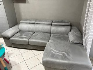 Divano letto angolare grigio tessuto