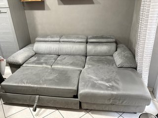 Divano letto angolare grigio tessuto