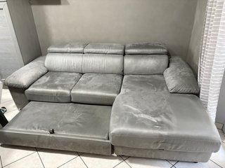 Divano letto angolare grigio tessuto