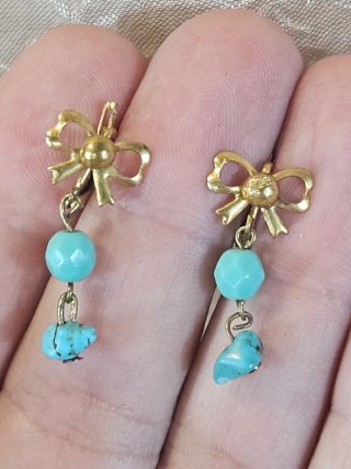 Pendientes vintage lazo y turquesa