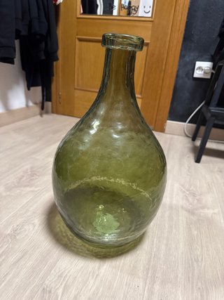 Jarrón de cristal verde grande