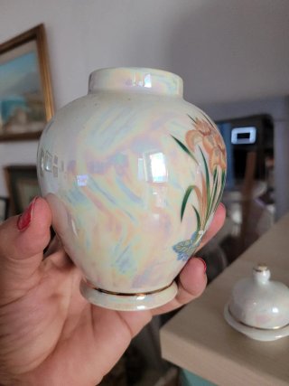 Vaso piccolo porcellana decorato fiori e uccello