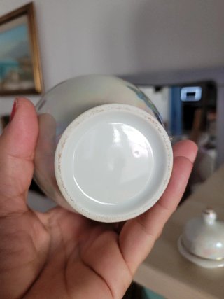 Vaso piccolo porcellana decorato fiori e uccello