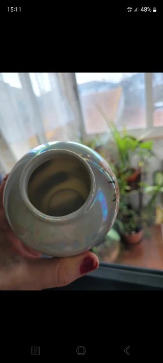 Vaso piccolo porcellana decorato fiori e uccello