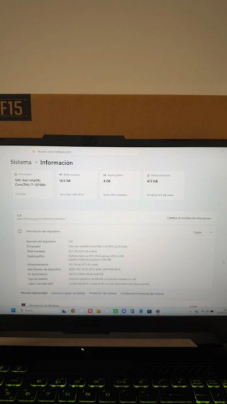 Portátil ASUS TUF Gaming F15 i7