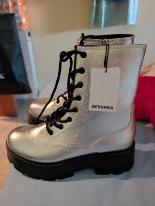 Botas Bershka Plataforma Cordones Cremallera