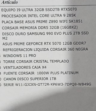 PC GAMING / PROFESIONAL RTX 5070 – ULTRA 9 285K