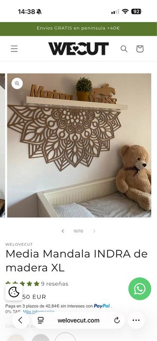 Decoración Mandala Madera Negra