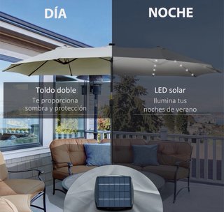 Sombrilla Doble gris con Luces LED