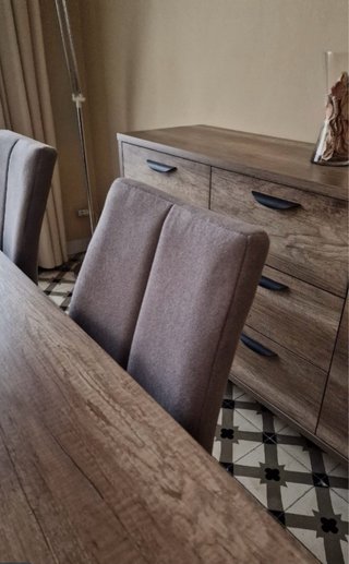 4 Sillas Comedor Tapizadas Tela y Metal