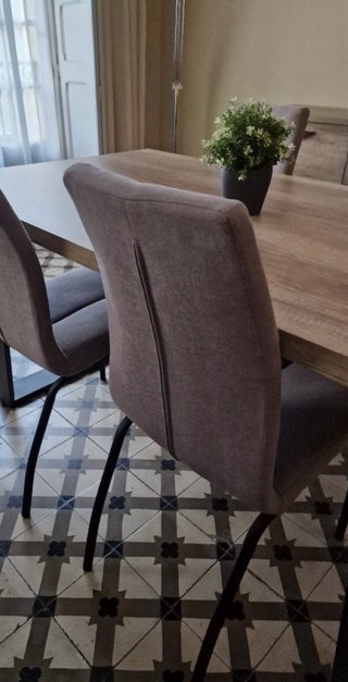 4 Sillas Comedor Tapizadas Tela y Metal