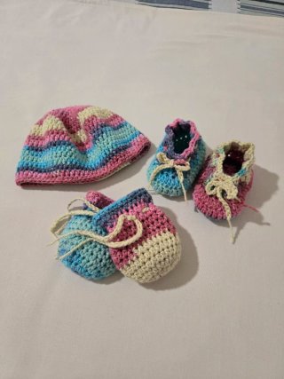 Conjunto bebé crochet algodón 100%(0-3 meses)