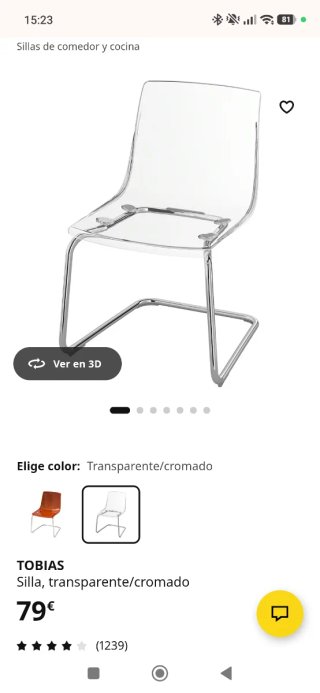 Silla transparente Ikea Tobias
