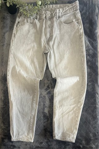 Jeans Straight Fit Gris Claro Vaquero Corte Recto