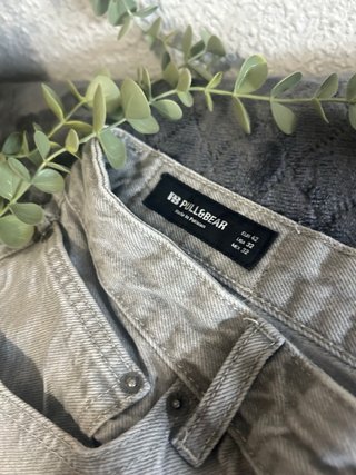 Jeans Straight Fit Gris Claro Vaquero Corte Recto