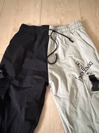 Pantalones elásticos hombre negro/verde oliva