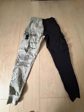 Pantalones elásticos hombre negro/verde oliva