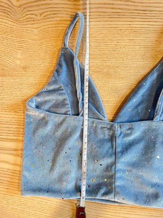 Bershka Blue Velvet Glitter Crop Top New without