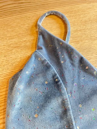 Bershka Blue Velvet Glitter Crop Top New without