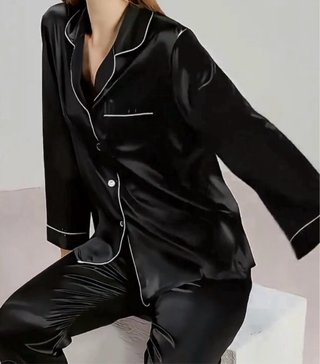 Pijama Satén Mujer Negro Talla L .Precintado