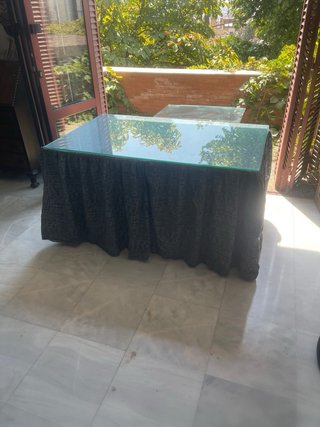Tablero de madera, tela y cristal *SIN PATAS*