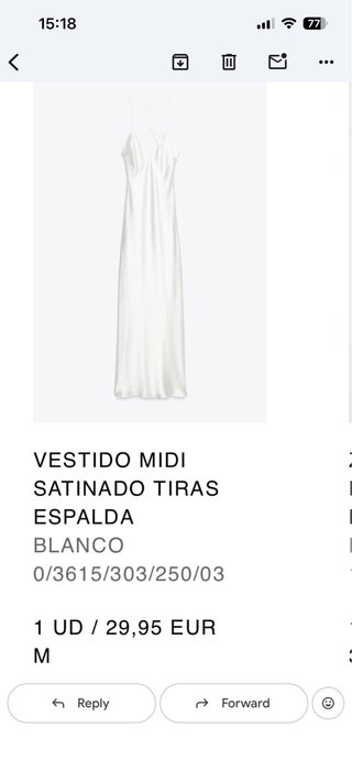 Vestido midi satén blanco talla M, nuevo, novia