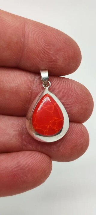 Colgante de Plata, Coral y Nácar.
