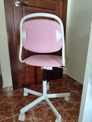 Silla infantil escritorio rosa y blanca