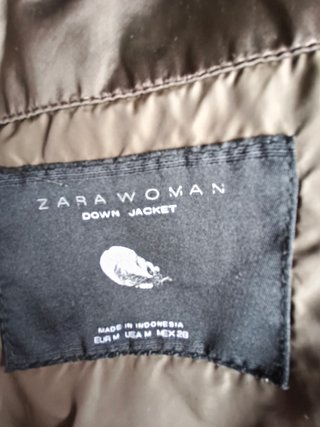 Plumífero Zara Mujer Talla M (40) Marrón