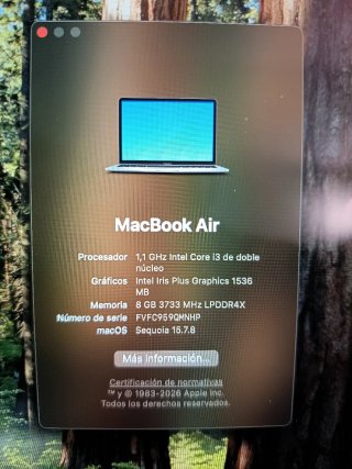 MacBook Air 2020 PERFECTO 8GB i3 256GB