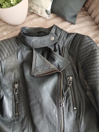 Abrigo de piel gris mujer
