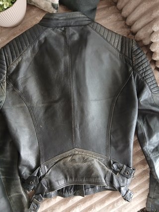 Abrigo de piel gris mujer