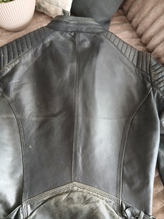 Abrigo de piel gris mujer