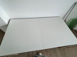 Mesa comedor extensible madera y blanca