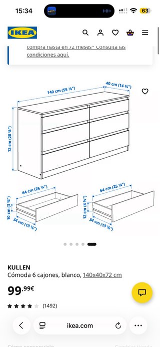 Cómoda IKEA Kullen Blanca