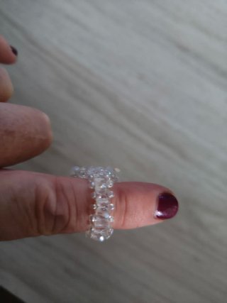 Anillo Veraniego Ajustable Blanco y Plateado
