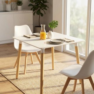 Tavolo da Pranzo Quadrato Bianco in Legno 80x80cm