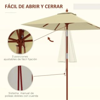 Sombrilla de tela y madera beige