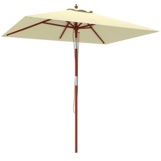 Sombrilla de tela y madera beige