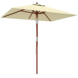 Sombrilla de tela y madera beige