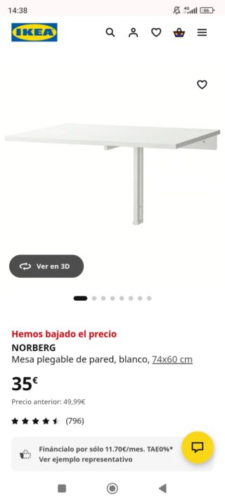 2 Mesas de Pared IKEA NORBERG y taburete de regalo