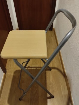 2 Taburetes Altos Plegables Madera y Metal